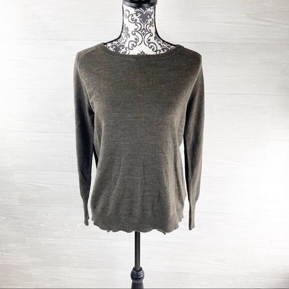 BB Dakota Cross High Low Hem Brown Crewneck Sweater - Picture 2 of 9